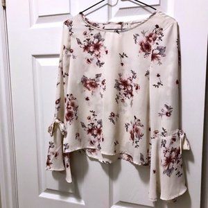 🌸💗Pretty Floral Blouse Top Fits like Zara Medium Girls Large 14-16